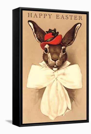 Easter Bunny with Hat and Big Bow-null-Framed Stretched Canvas