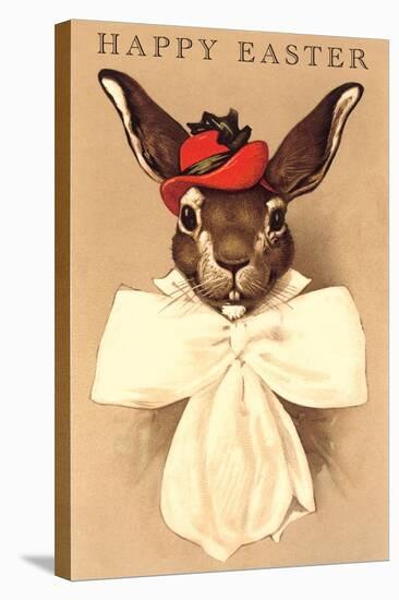 Easter Bunny with Hat and Big Bow-null-Stretched Canvas