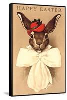 Easter Bunny with Hat and Big Bow-null-Framed Stretched Canvas