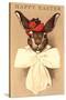Easter Bunny with Hat and Big Bow-null-Stretched Canvas