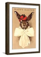 Easter Bunny with Hat and Big Bow-null-Framed Art Print