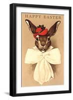 Easter Bunny with Hat and Big Bow-null-Framed Art Print