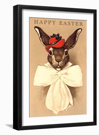 Easter Bunny with Hat and Big Bow-null-Framed Art Print
