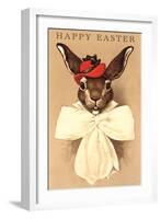 Easter Bunny with Hat and Big Bow-null-Framed Art Print