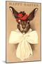 Easter Bunny with Hat and Big Bow-null-Mounted Art Print