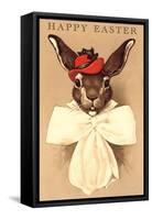 Easter Bunny with Hat and Big Bow-null-Framed Stretched Canvas