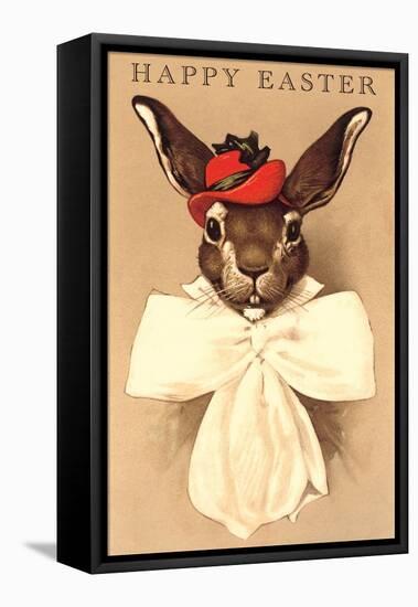 Easter Bunny with Hat and Big Bow-null-Framed Stretched Canvas