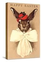 Easter Bunny with Hat and Big Bow-null-Stretched Canvas