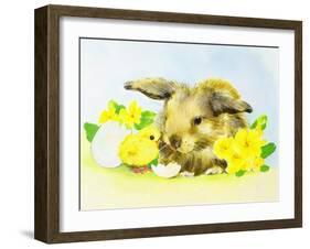 Easter Bunny with Primrose and Chick-Diane Matthes-Framed Giclee Print