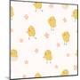 Easter Concept Seamless Pattern. Cute Small Chickens in Flowers-artnis-Mounted Art Print