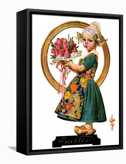 "Easter Dutch Girl,"April 3, 1926-Joseph Christian Leyendecker-Framed Stretched Canvas