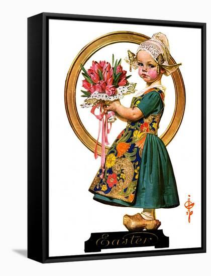 "Easter Dutch Girl,"April 3, 1926-Joseph Christian Leyendecker-Framed Stretched Canvas