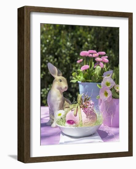 Easter Egg and Easter Bunny on Garden Table-C. Nidhoff-Lang-Framed Photographic Print