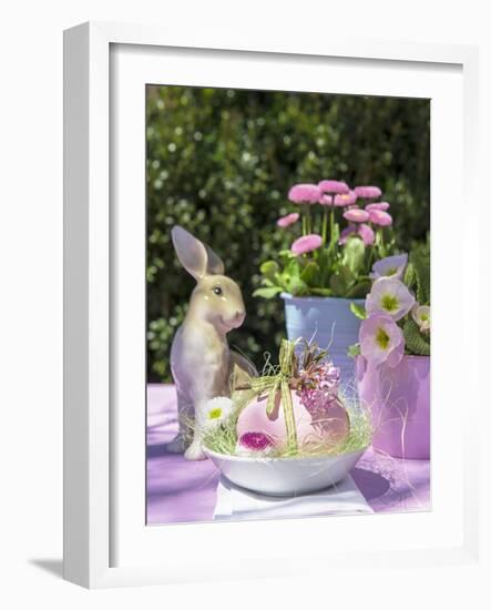 Easter Egg and Easter Bunny on Garden Table-C. Nidhoff-Lang-Framed Photographic Print