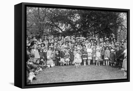 Easter Egg Rolling Children Pose on the White House Lawn-null-Framed Stretched Canvas