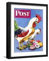 "Easter Eggs and Chickens," Saturday Evening Post Cover, April 24, 1943-Ken Stuart-Framed Giclee Print