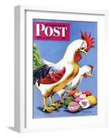 "Easter Eggs and Chickens," Saturday Evening Post Cover, April 24, 1943-Ken Stuart-Framed Giclee Print