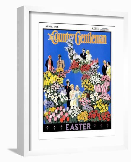 "Easter Flowers," Country Gentleman Cover, April 1, 1932-Kraske-Framed Giclee Print