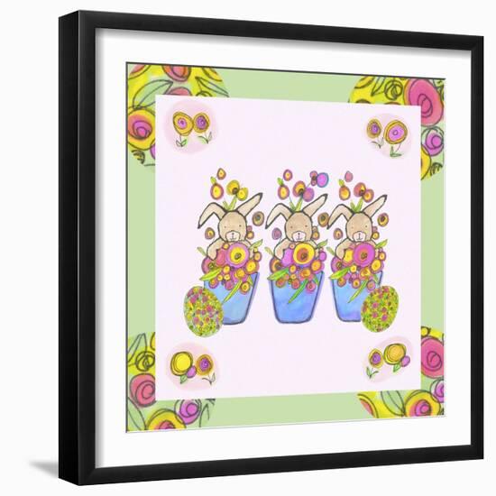 Easter Garden Bunny Cleaned With Border-Lisa Katharina-Framed Giclee Print