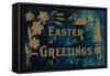 Easter Greetings, Blue and Gold-null-Framed Stretched Canvas