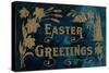 Easter Greetings, Blue and Gold-null-Stretched Canvas