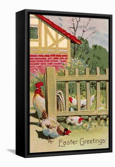 Easter Greetings, Chickens-null-Framed Stretched Canvas