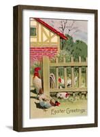 Easter Greetings, Chickens-null-Framed Art Print