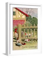 Easter Greetings, Chickens-null-Framed Art Print