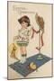 Easter Greetings - Girl with Yellow Hat and Chick-Lantern Press-Mounted Art Print