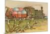 Easter Greetings, Locomotive with Eggs-null-Mounted Premium Giclee Print