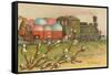 Easter Greetings, Locomotive with Eggs-null-Framed Stretched Canvas