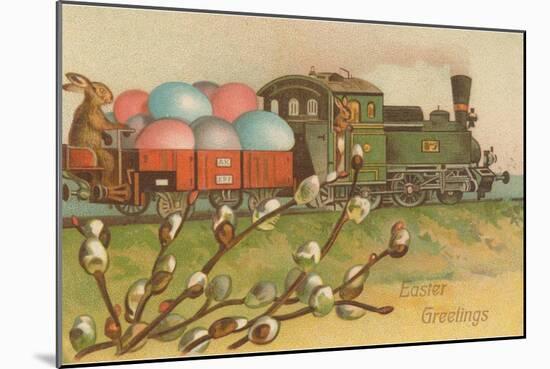 Easter Greetings, Locomotive with Eggs-null-Mounted Art Print