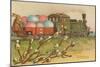 Easter Greetings, Locomotive with Eggs-null-Mounted Art Print