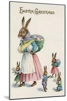 Easter Greetings Postcard with Rabbit Family-Paper Rodeo-Mounted Giclee Print