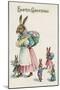 Easter Greetings Postcard with Rabbit Family-Paper Rodeo-Mounted Giclee Print