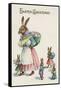 Easter Greetings Postcard with Rabbit Family-Paper Rodeo-Framed Stretched Canvas