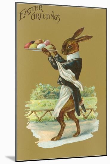 Easter Greetings, Rabbit Waiter-null-Mounted Art Print