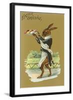 Easter Greetings, Rabbit Waiter-null-Framed Art Print