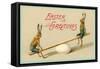 Easter Greetings, Rabbits on Seesaw-null-Framed Stretched Canvas
