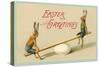 Easter Greetings, Rabbits on Seesaw-null-Stretched Canvas