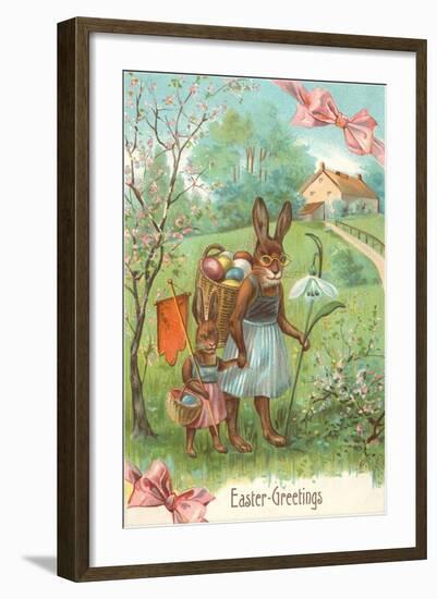 Easter Greetings, Spectacled Rabbit in Dress-null-Framed Art Print