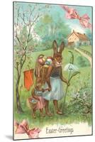 Easter Greetings, Spectacled Rabbit in Dress-null-Mounted Art Print