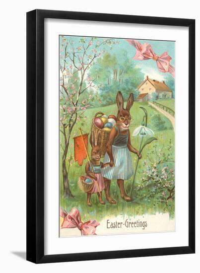 Easter Greetings, Spectacled Rabbit in Dress-null-Framed Art Print