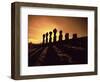 Easter Island Landscape with Giant Moai Stone Statues at Sunset, Oceania-George Chan-Framed Photographic Print