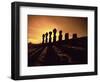 Easter Island Landscape with Giant Moai Stone Statues at Sunset, Oceania-George Chan-Framed Photographic Print