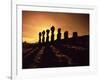 Easter Island Landscape with Giant Moai Stone Statues at Sunset, Oceania-George Chan-Framed Photographic Print