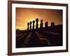 Easter Island Landscape with Giant Moai Stone Statues at Sunset, Oceania-George Chan-Framed Photographic Print