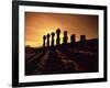 Easter Island Landscape with Giant Moai Stone Statues at Sunset, Oceania-George Chan-Framed Photographic Print