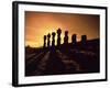 Easter Island Landscape with Giant Moai Stone Statues at Sunset, Oceania-George Chan-Framed Photographic Print