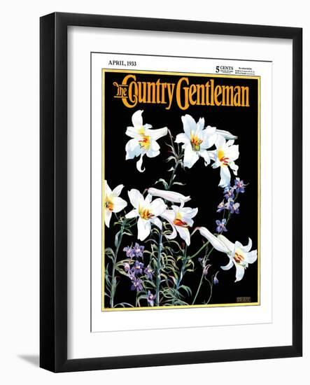 "Easter Lilies," Country Gentleman Cover, April 1, 1933-Nelson Grofe-Framed Giclee Print